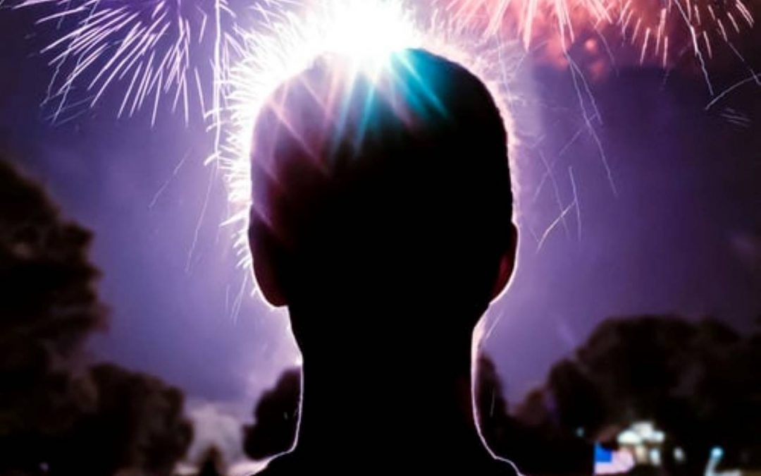 man watching fireworks